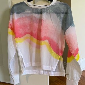 Nike Running Blue / Pink Printed Nylon Grid (Mesh) Long Sleeve Running T-Shirt